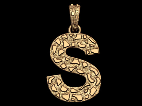 S LETTER INITIAL NUGGET PENDANT 3D Print Model