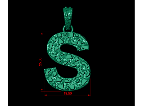 S LETTER INITIAL NUGGET PENDANT 3D Print Model