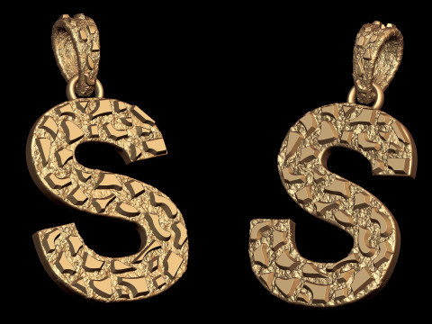 S LETTER INITIAL NUGGET PENDANT 3D Print Model