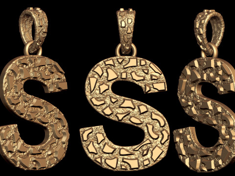 S LETTER INITIAL NUGGET PENDANT 3D Print Model