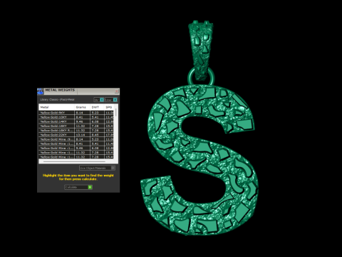 S LETTER INITIAL NUGGET PENDANT 3D Print Model
