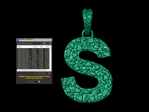 S LETTER INITIAL NUGGET PENDANT 3D Print Model