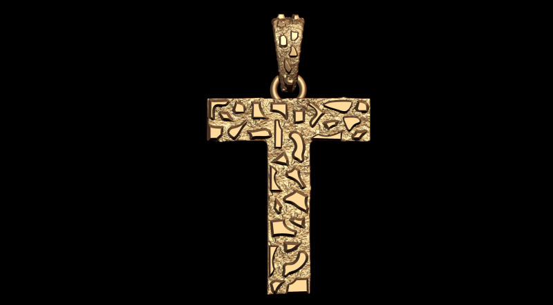 T LETTER INITIAL NUGGET PENDANT Modelo de Impressão 3D .c4d .max .obj .3ds .fbx .stl .blend