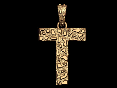 T LETTER INITIAL NUGGET PENDANT 3D Принт Модель