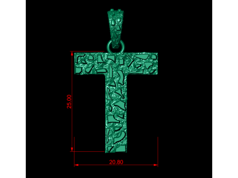 T LETTER INITIAL NUGGET PENDANT Modelo de Impressão 3D
