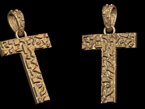 T LETTER INITIAL NUGGET PENDANT Modelo de Impressão 3D