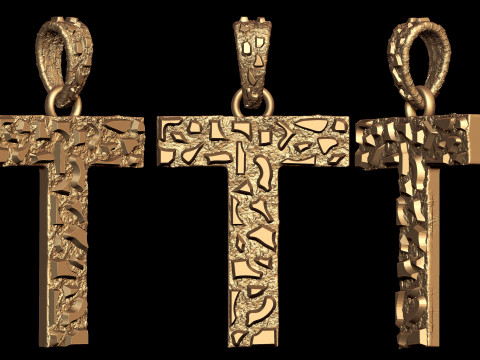 T LETTER INITIAL NUGGET PENDANT Modelo de Impressão 3D