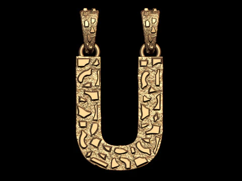 PENDENTE NUGGET INIZIALE LETTERA U Modello di stampa 3D