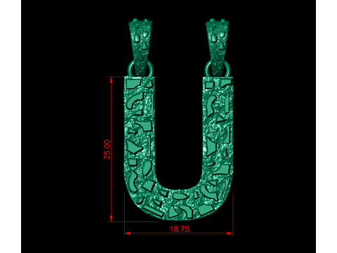 U LETTER INITIAL NUGGET PENDANT 3D Принт Модель