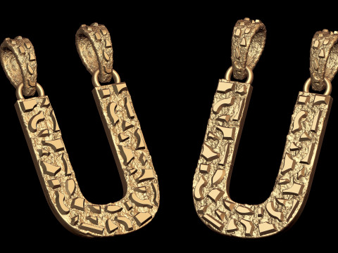 U LETTER INITIAL NUGGET PENDANT 3D Принт Модель