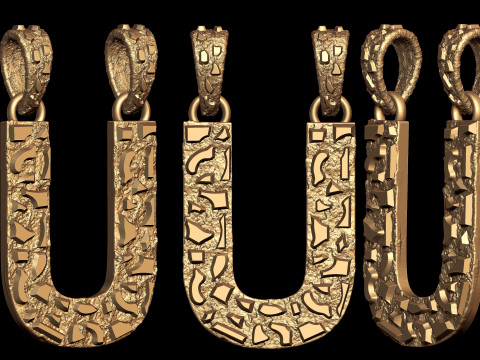 U LETTER INITIAL NUGGET PENDANT 3D Принт Модель