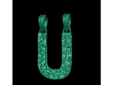 U LETTER INITIAL NUGGET PENDANT 3D Принт Модель