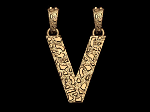 V LETTER INITIAL NUGGET PENDANT 3D Print Model