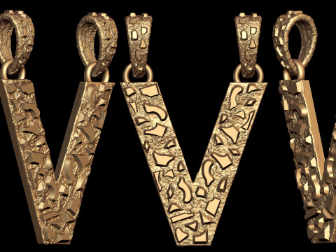 V LETTER INITIAL NUGGET PENDANT Model do druku 3D