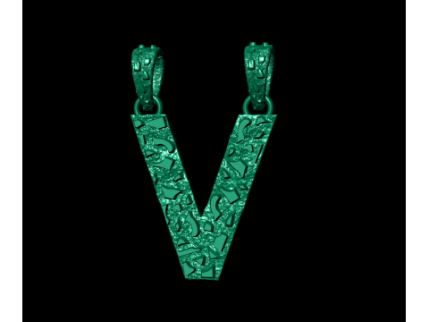 V LETTER INITIAL NUGGET PENDANT Model do druku 3D