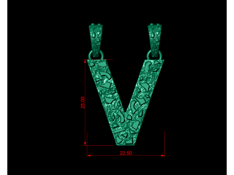V LETTER INITIAL NUGGET PENDANT Model do druku 3D