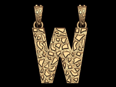 W LETTER INITIAL NUGGET PENDANT 3Dプリントモデル