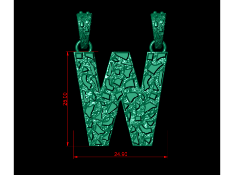 W LETTER INITIAL NUGGET PENDANT Model Cetak 3D