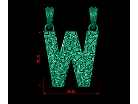 W LETTER INITIAL NUGGET PENDANT 3D Print Model