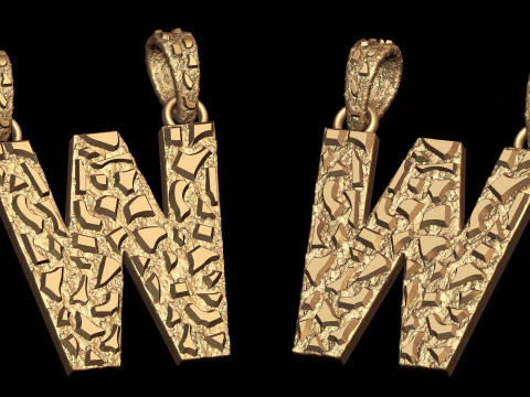 W LETTER INITIAL NUGGET PENDANT 3D Print Model