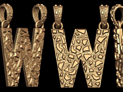 W LETTER INITIAL NUGGET PENDANT Model Cetak 3D