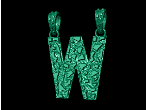 W LETTER INITIAL NUGGET PENDANT Model Cetak 3D