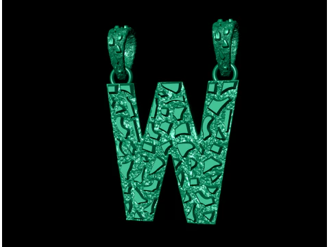 W LETTER INITIAL NUGGET PENDANT 3D Print Model