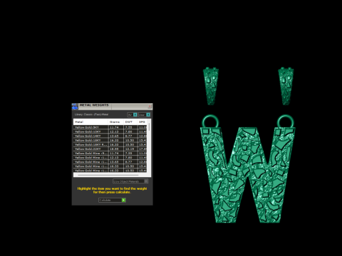 W LETTER INITIAL NUGGET PENDANT Model Cetak 3D