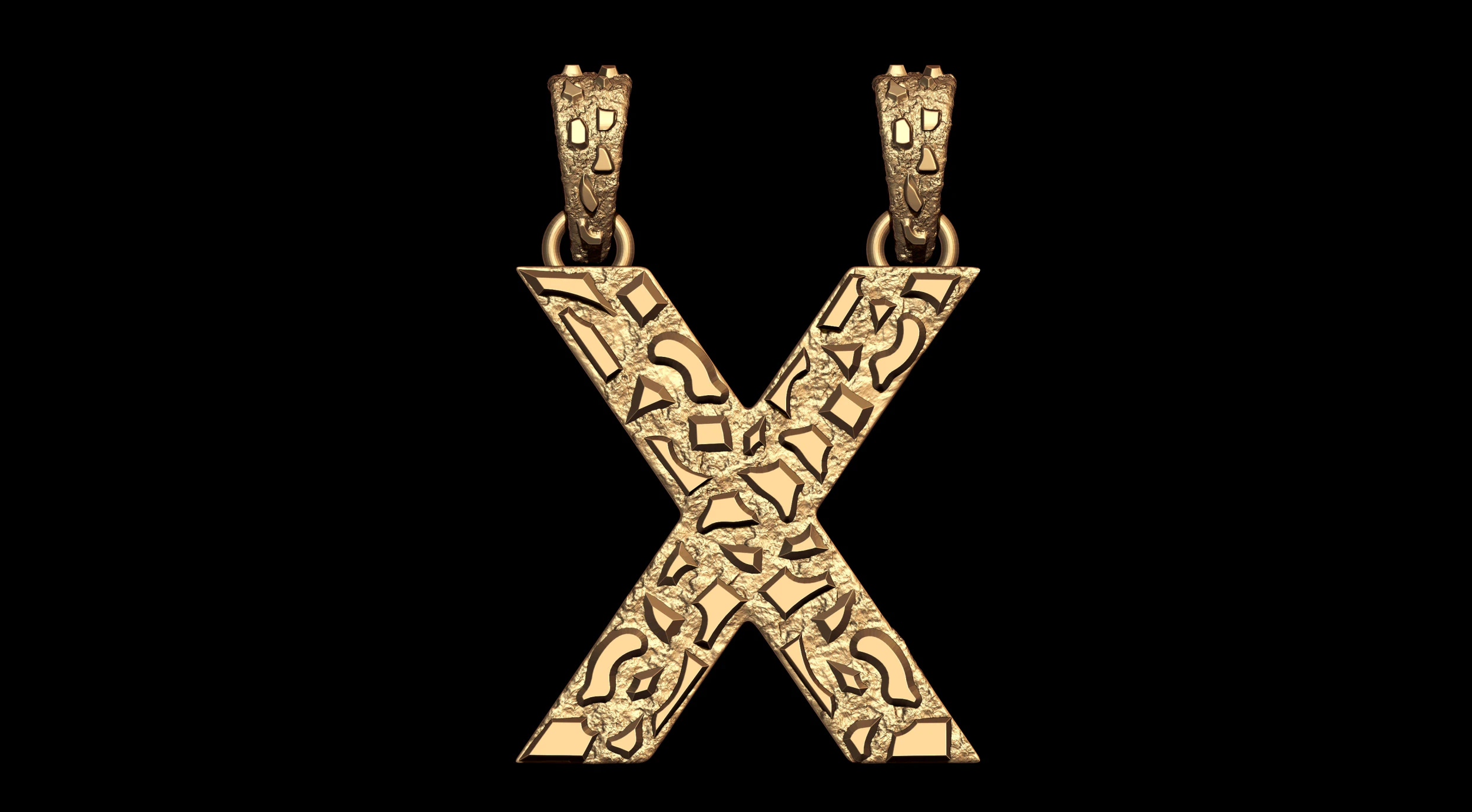 X LETTER INITIAL NUGGET PENDANT 3D Print Model .c4d .max .obj .3ds .fbx .stl .blend 