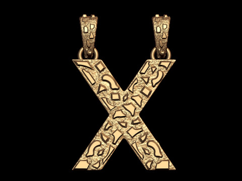 X LETTER INITIAL NUGGET PENDANT 3D Print Model
