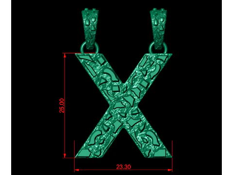 X LETTER INITIAL NUGGET PENDANT 3D Print Model
