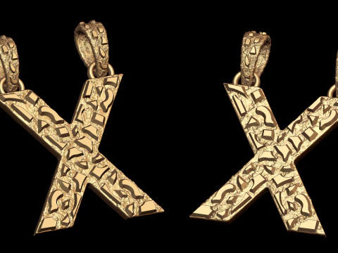 X LETTER INITIAL NUGGET PENDANT 3D Print Model