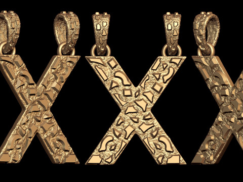 X LETTER INITIAL NUGGET PENDANT Model Cetak 3D
