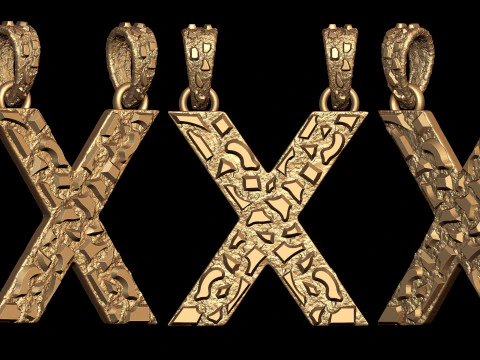 X LETTER INITIAL NUGGET PENDANT 3D Print Model