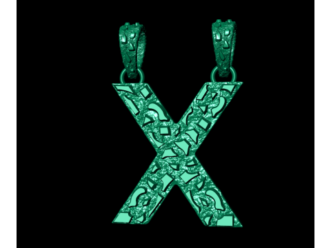 X LETTER INITIAL NUGGET PENDANT Model Cetak 3D