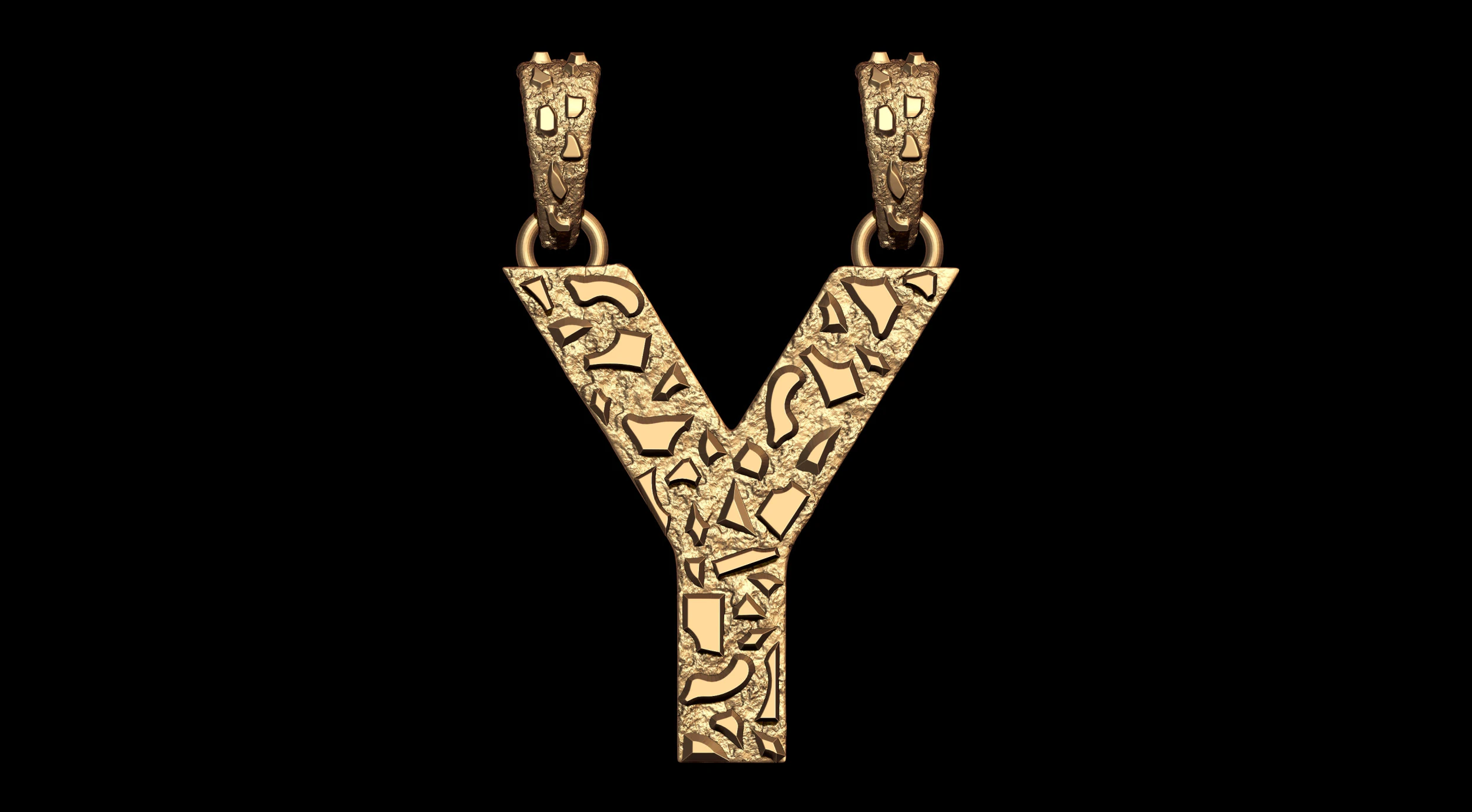 Y LETTER INITIAL NUGGET PENDANT 3D Print Model .c4d .max .obj .3ds .fbx .stl .blend 