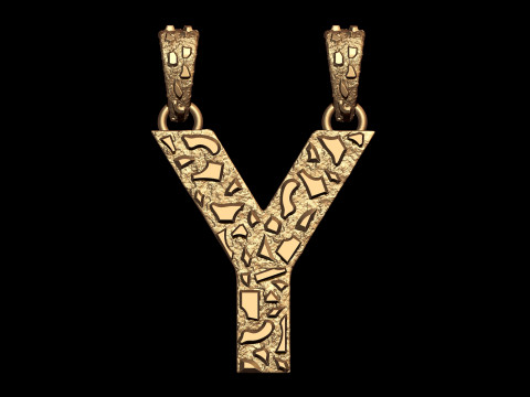 Y LETTER INITIAL NUGGET PENDANT 3D Print Model