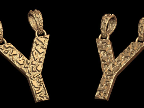 Y LETTER INITIAL NUGGET PENDANT 3D Print Model