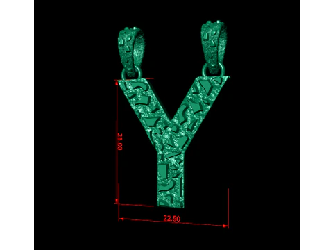 Y LETTER INITIAL NUGGET PENDANT 3D Print Model