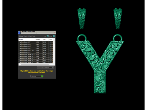 Y LETTER INITIAL NUGGET PENDANT 3D 打印模型