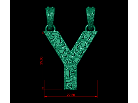Y LETTER INITIAL NUGGET PENDANT 3D 打印模型