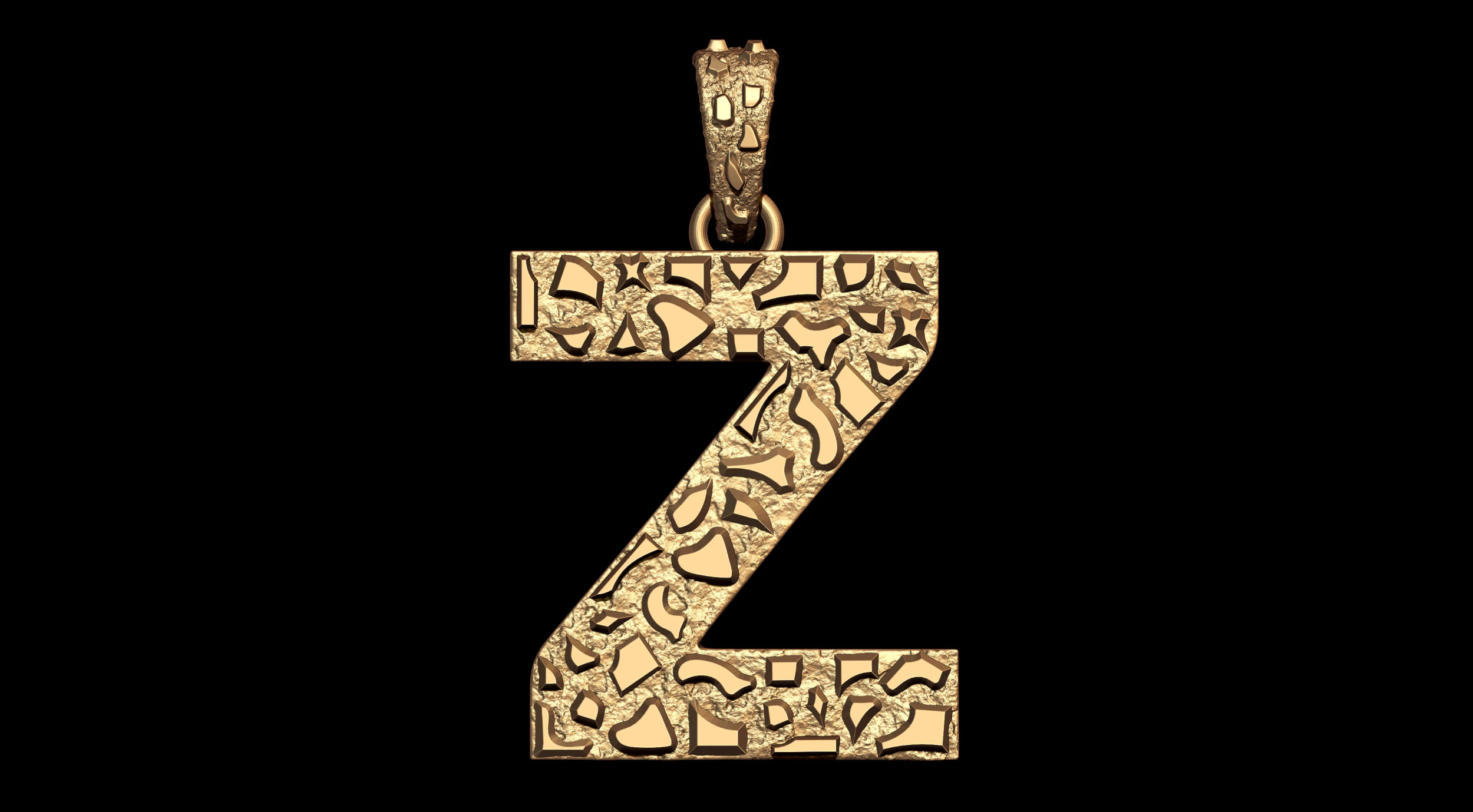 Z LETTER INITIAL NUGGET PENDANT 3D Print Model .c4d .max .obj .3ds .fbx .stl .blend 