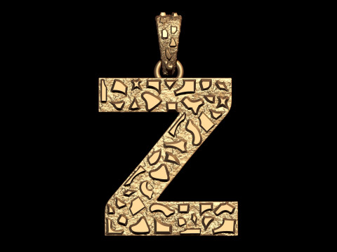 Z LETTER INITIAL NUGGET PENDANT 3D Print Model
