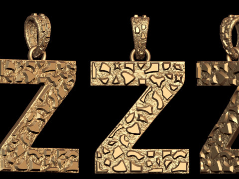 Z LETTER INITIAL NUGGET PENDANT 3D Print Model