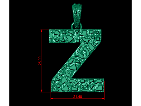 Z LETTER INITIAL NUGGET PENDANT 3D Print Model