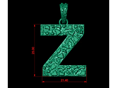 Z LETTER INITIAL NUGGET PENDANT 3D Print Model
