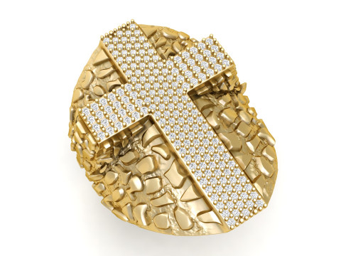 Nugget Diamond Cross Ring Modelo de impresión 3D