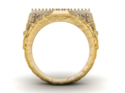 Nugget Diamond Cross Ring Model Cetak 3D