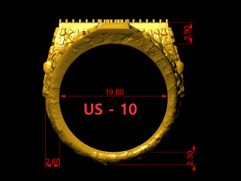 Nugget Diamond Cross Ring Model Cetak 3D