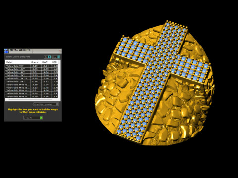 Nugget Diamond Cross Ring Model Cetak 3D